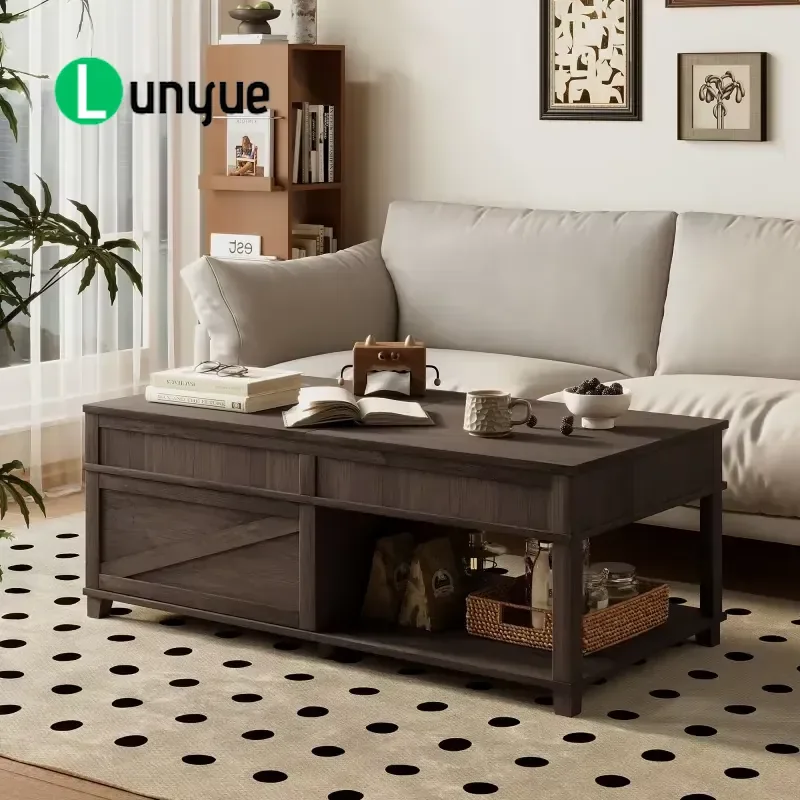 Modern Lift Coffee Table with Hidden Storage Compartments and Shelves for Living Room Home Office Space Saving