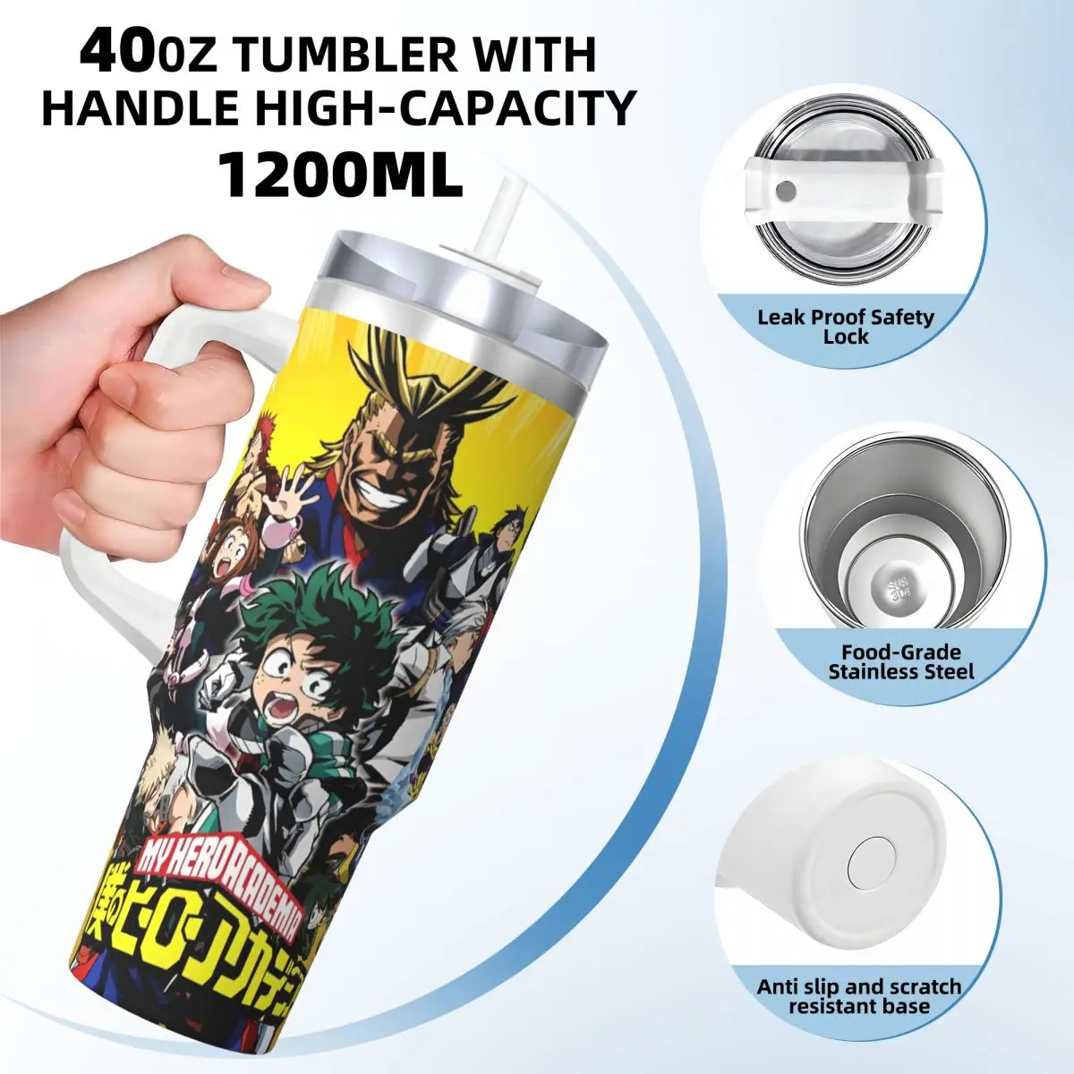 My Hero Academia Cartoon-Izuku Midoriya Katsuki Bakugo Tumbler Cold Drink Water Bottle Heat Stainless Steel Thermal Cups