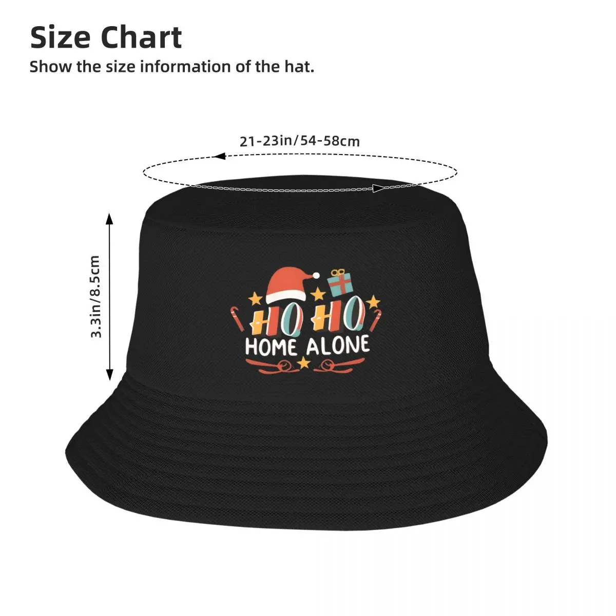 Boné de camionista preto para homens e mulheres, Funny Christmas Puns, Cotações de Natal, Ho ho Home Alone Bucket Hat, Designer Caps for Kids