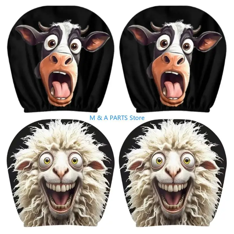 U1JF Universal Headrest Covers Protectors Crafted From Breathable Polyester With Fun Animal Prints For Most Vehicle Models 1