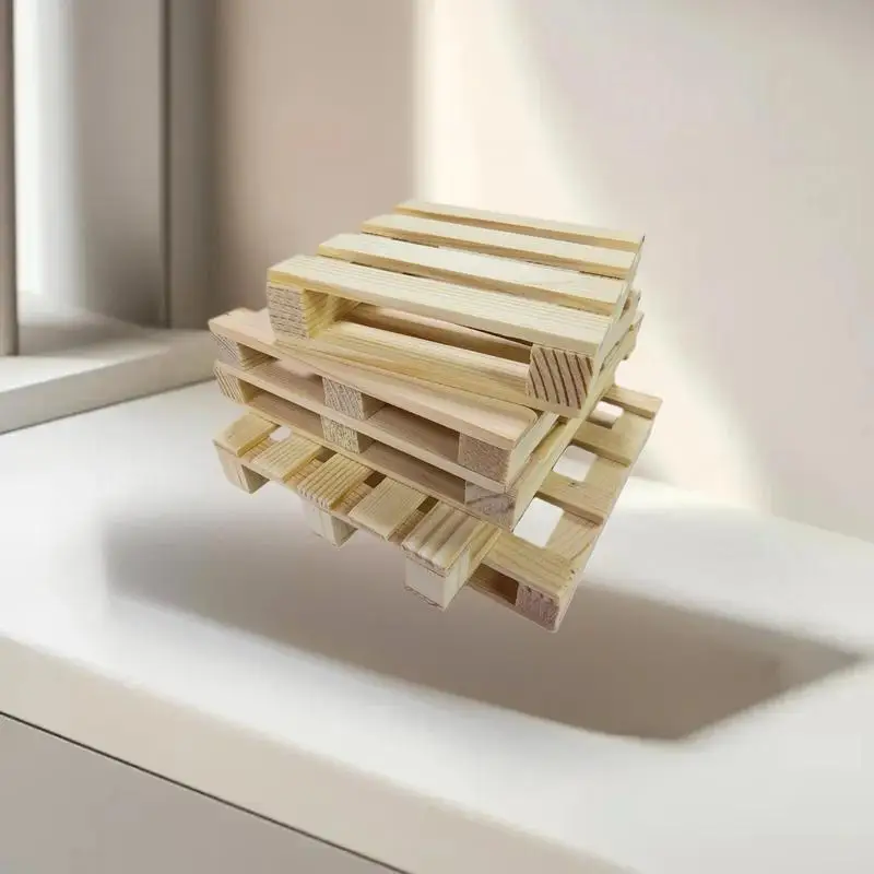 1Pcs Wood Pallet Coasters Flower Pot Cushion For Hot And Cold Drinks Mini Wooden Pallet Beverage Coasters