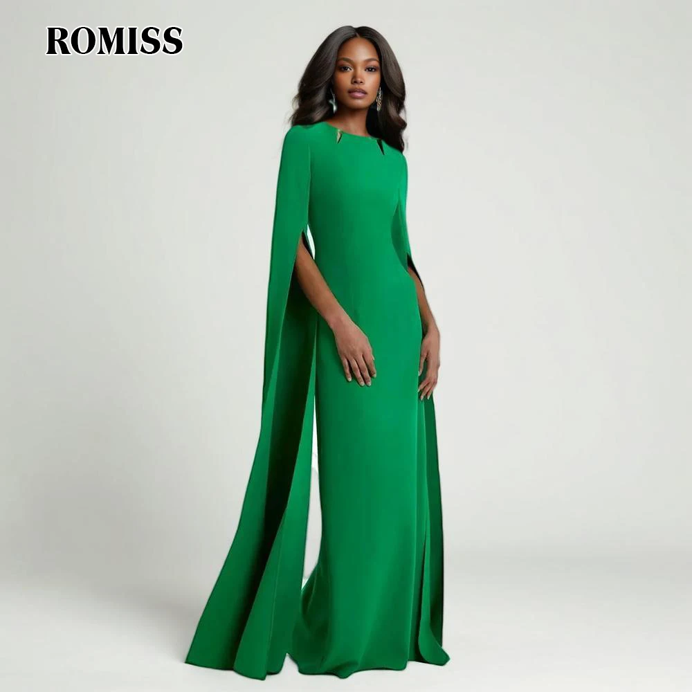 

ROMISS Solid Elegant Slimming Dresses For Women Round Neck Cloak Sleeve High Waist Minimalist Temperament Split Dress Female