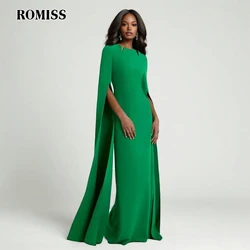 ROMISS Solid Elegant Slimming Dresses For Women Round Neck Cloak Sleeve High Waist Minimalist Temperament Split Dress Female