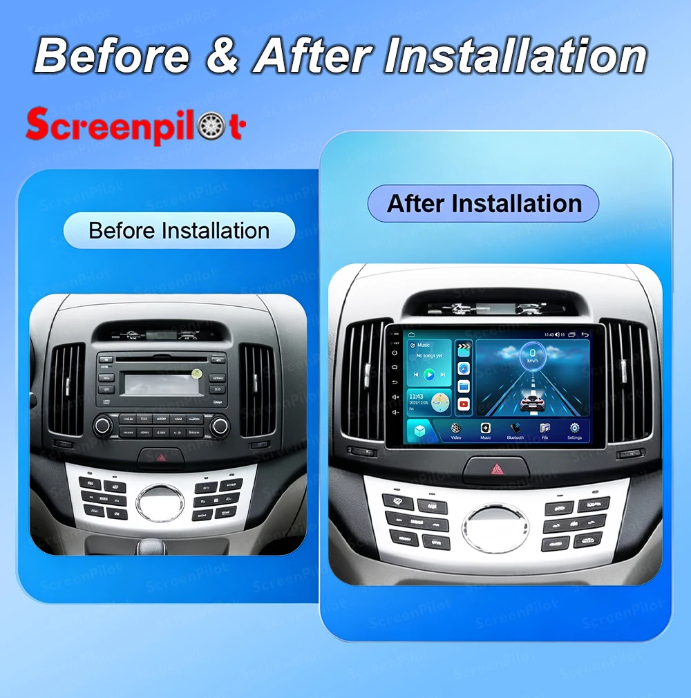 Android 16 For Hyundai Avante Elantra 4 HD 2006 - 2012 Car Radio Stereo Head Unit Multimedia Video Player GPS Navigation 2K QLED