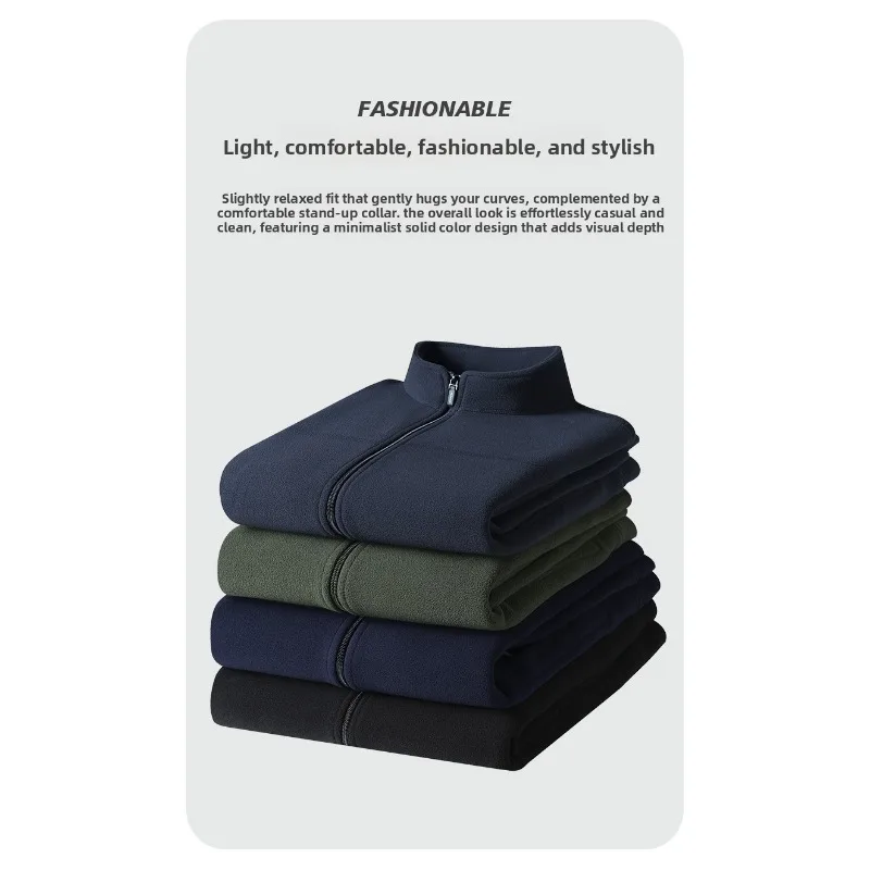 

Running Jacket Middle-aged Cold-proof Fleece Jacket Outdoor Casual Spring and Autumn Men Fleece Warm Loose and Comfortable Coats
