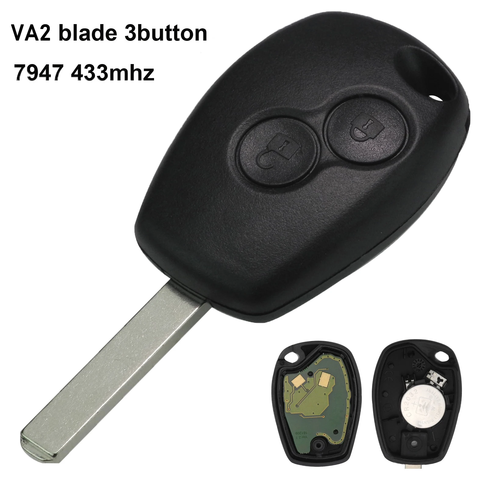 2 Buttons Remote Key For  Renault Kangoo II Clio 3 Duster Modus Twingo DACIA Logan 433MHz PCF7947 Chip