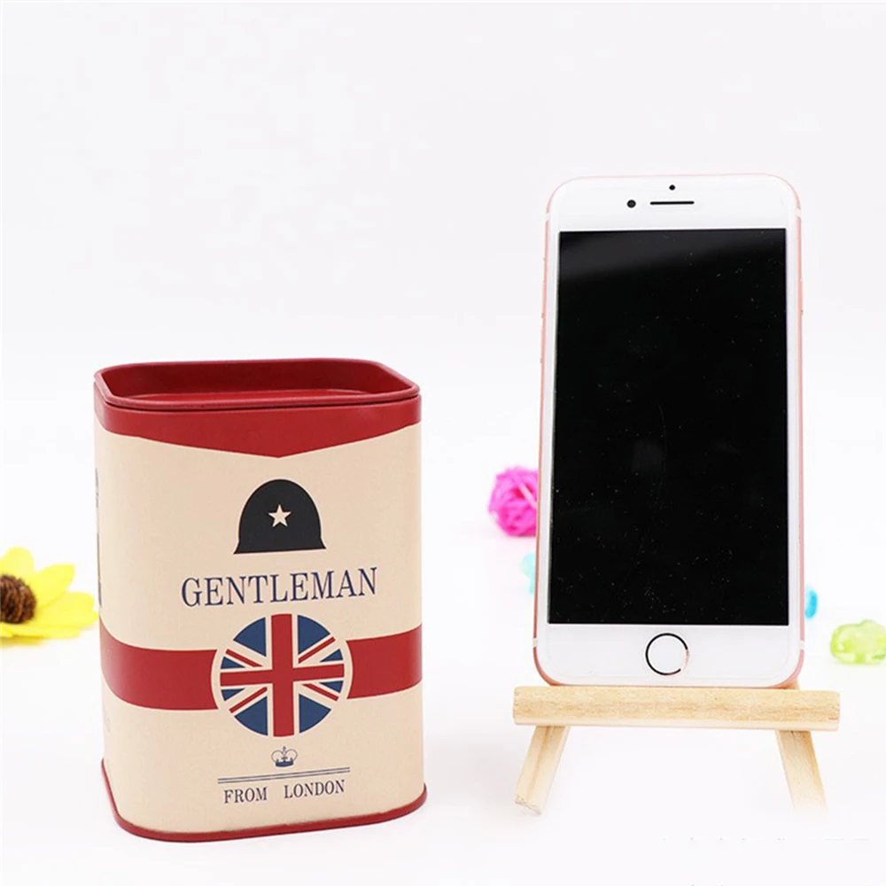 بنك أصبع معدني على طراز لون بريطاني ، صندوق تخزين مستطيل ، بنك أصبع كرتوني للأطفال ، إكسسوارات منزلية