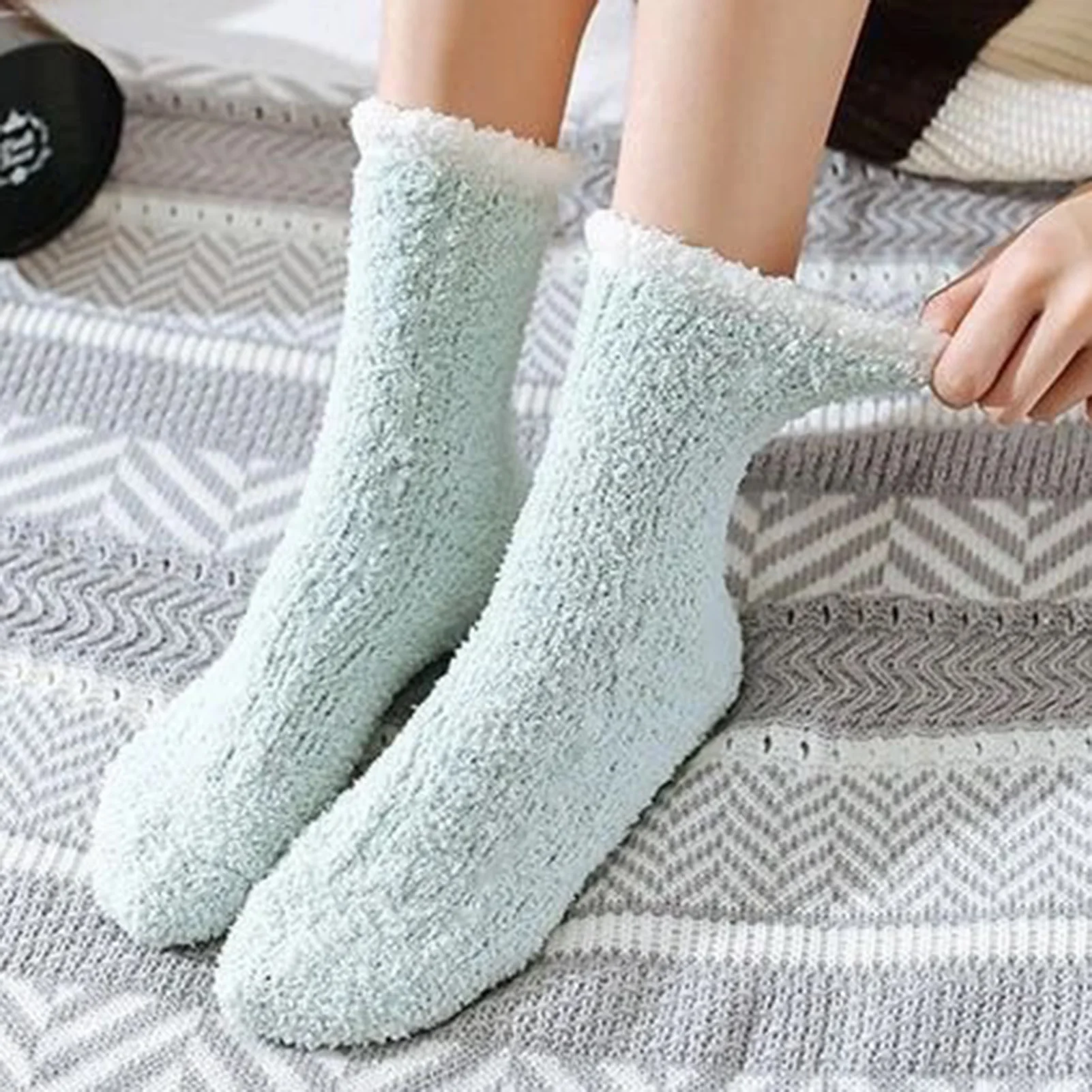 Damen Fuzzy Warm Home Socken Korallen Fleece atmungsaktive warme Socken für Winter Herbst kaltes Wetter d88