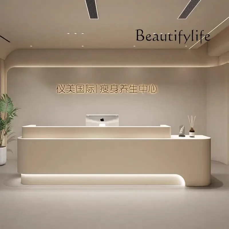 X35 Simple Modern Solid Wood Paint Checkout Page Beauty Salon Company Reception Front Desk
