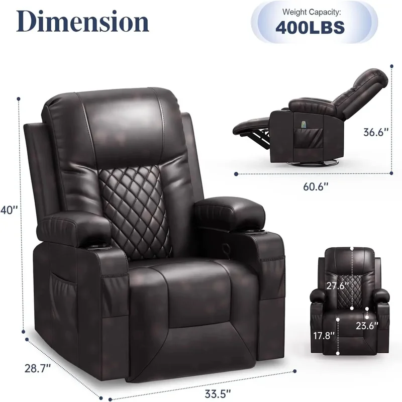 

Massage Rocker Recliner Chair Heated Ergonomic Swivel Sofa Seat Living Room