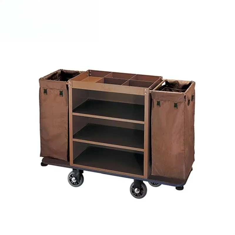 

Commercial Stainless Steel Wooden Housekeeping Cart Room Service Trolley Housekeeping Trolley Hotel