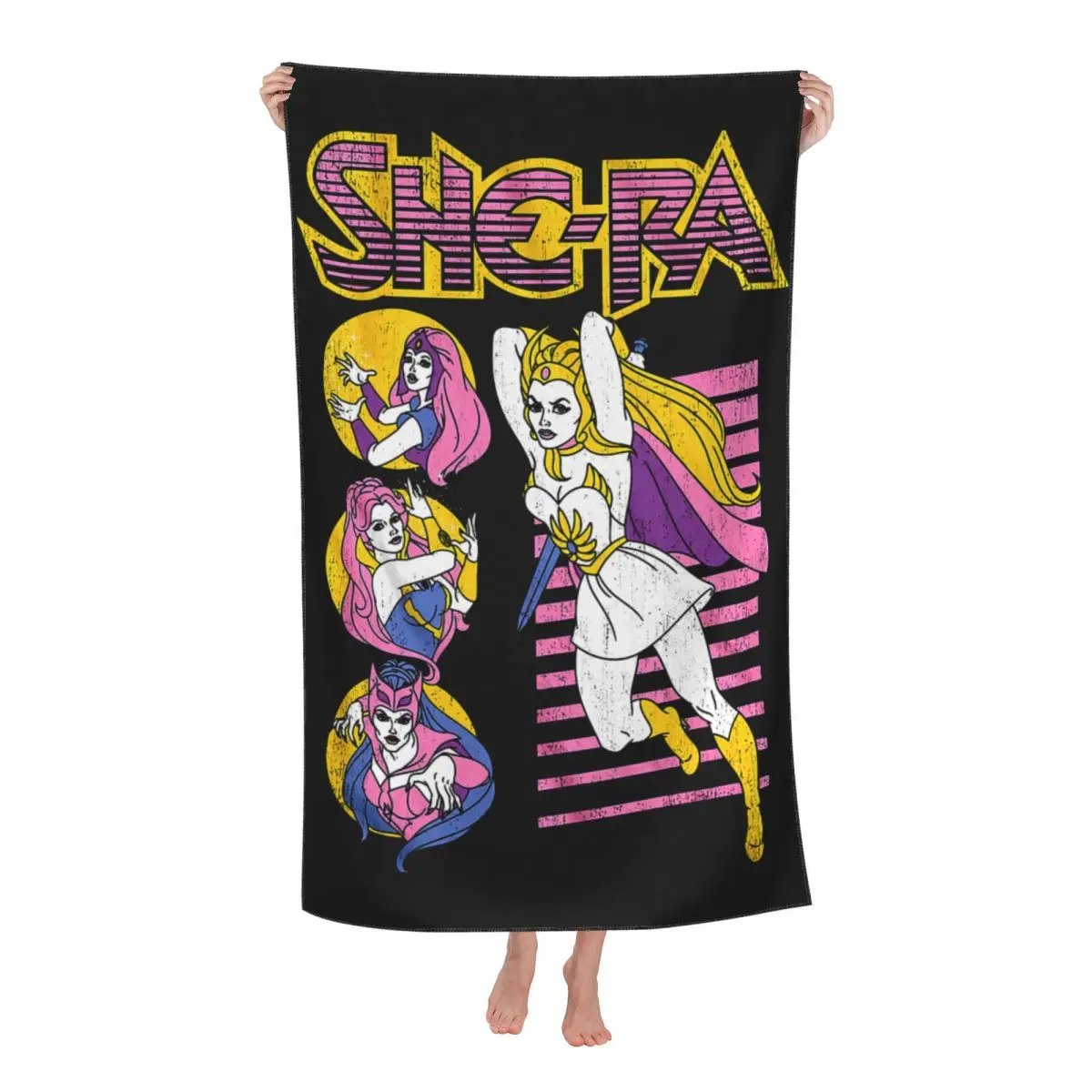 

Custom Vintage She-Ra Super Soft Microfiber Beach Bath Towel Quick Dry He-Man And The Masters Of The Universe Shower Yoga Towels