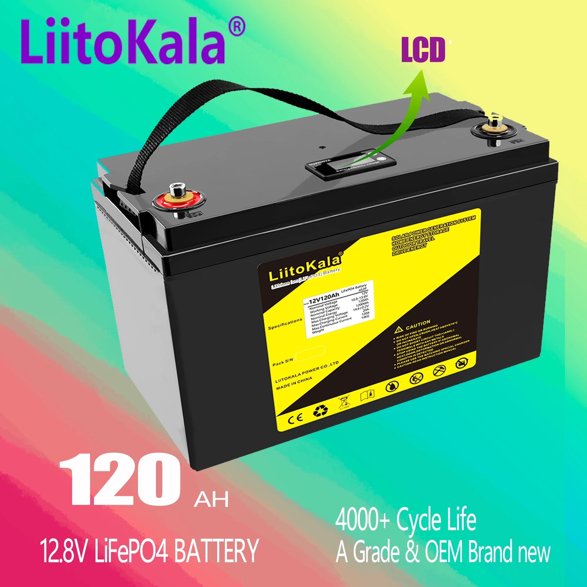 LiitoKala 12.8V 100Ah 120Ah LifePo4 Pack 12V bateria ładowalny akumulator fosforan litowo-żelazowy Lifepo4 ogniw słonecznych narzędzia