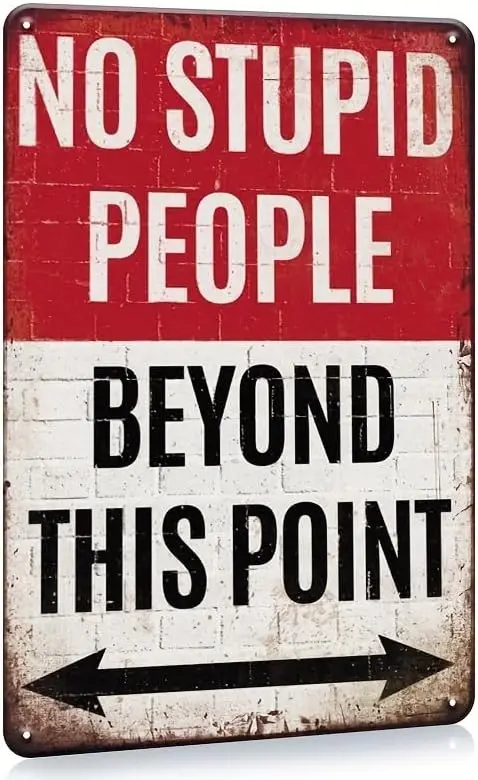 Metal Sign Funny Quote No Stupid People Metal Tin Sign Wall Decor Vintage No Stupid People Beyond This Point Tin Sign Retro sign