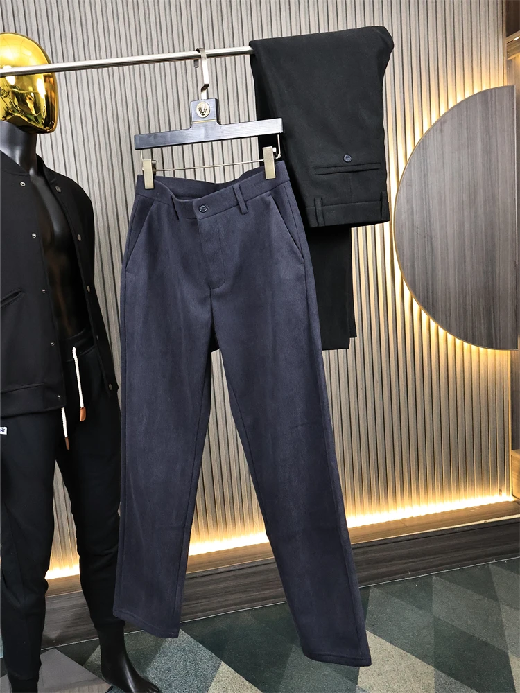 

Ультрамягкие и гладкие мужские повседневные брюки Busin, модные бархатные клетчатые осенне-зимние длинные брюки, прямые брюки Street Sle