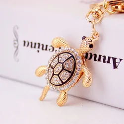 Dormon Fluffy Turtle Tortoise Keyrings Crystal Keychains Lovely Turtles Bag Pendant For Car Key Chains Holder Rings DK316