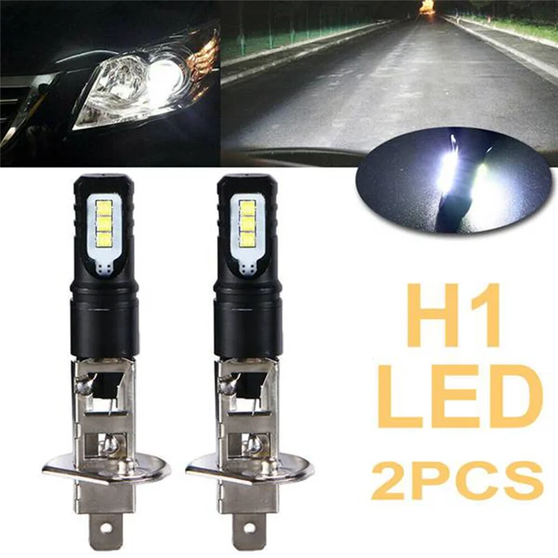 

4PCS 6000K Super Bright White 6000LM DRL H1 LED Headlight Bulb Kit Black Aluminum Alloy High-
