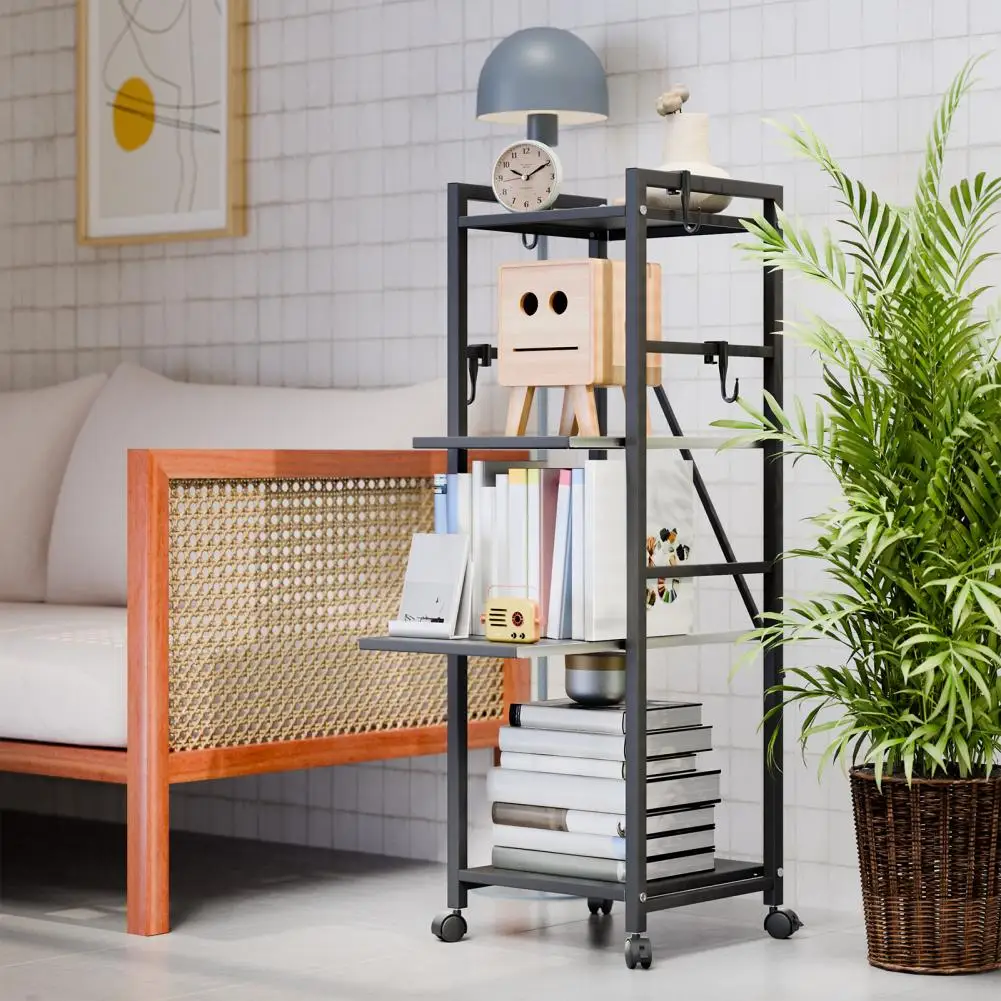 

4 Tier Height Adjustable Kitchen New Shelf Trolley Floor-to-ceiling Household Storage Rack Bathroom Shelf With Wheels Trolley