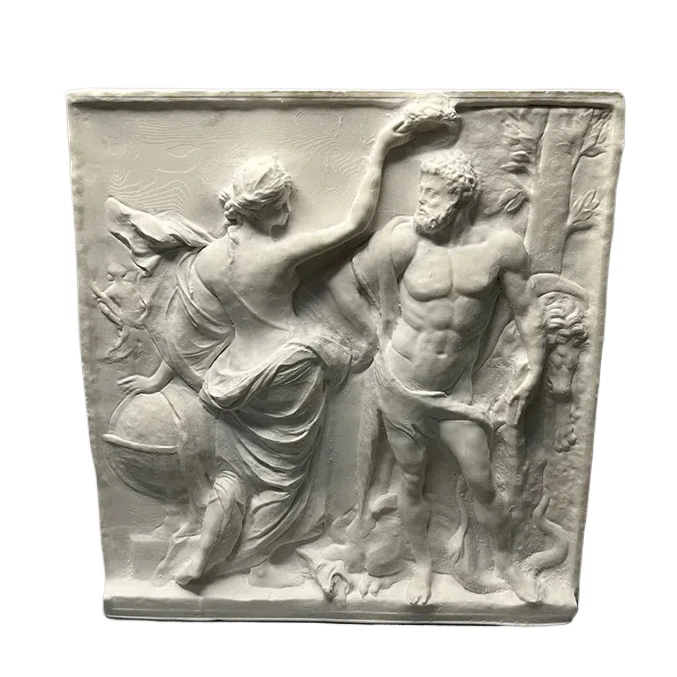 Nordic retro Roman Hercules sculpture, plaster statue, flat relief artwork, desktop ornament