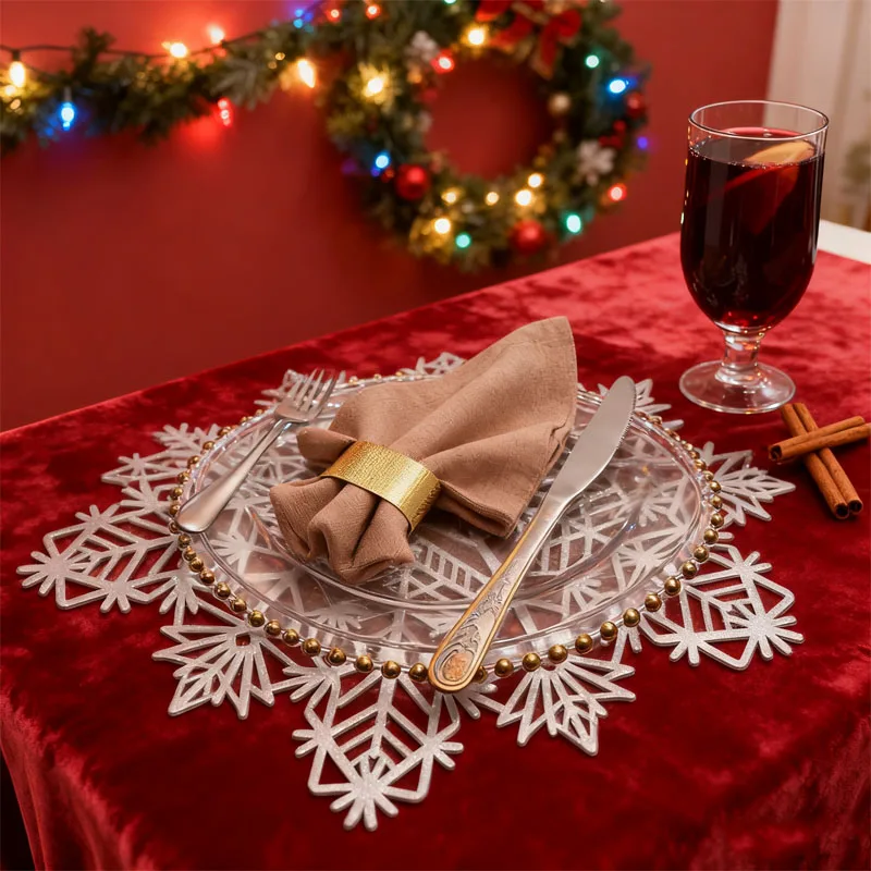 Schneeflocke Tischset Weihnachten Tischset Urlaub Esszimmer Dekor Hochzeit Tischdekoration