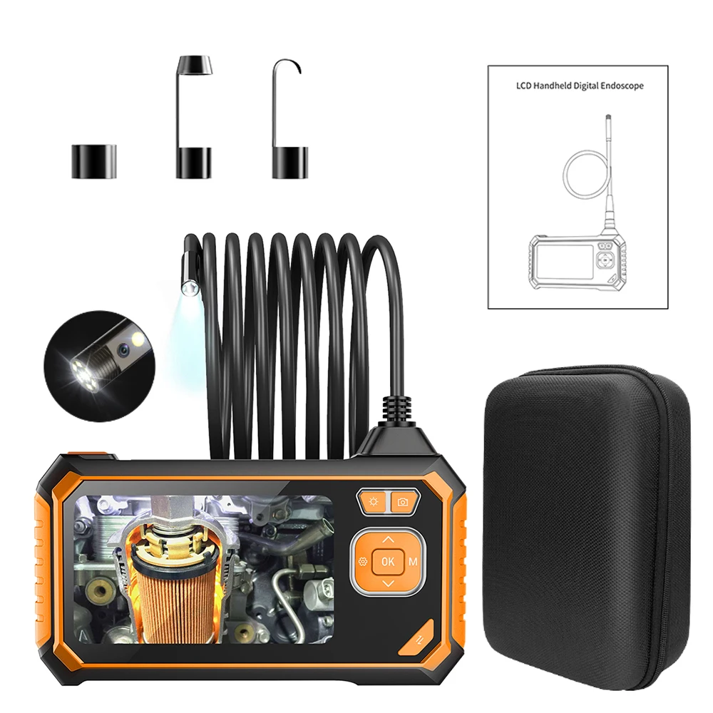 4.3 Inch Screen Industrial Borescope 113B-2 8mm Dual Lens 10M Rigid Cable Pipeline Inspection Endoscope Camera