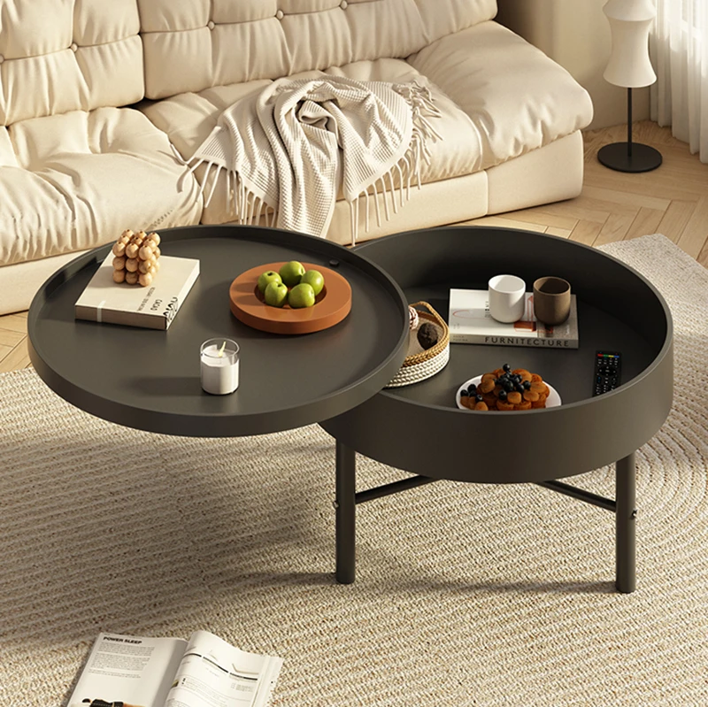 

Living Room Household Coffee Table Rotating Storage Small Round Coffee Table High End Mesas De Centro Para Sala Furniture