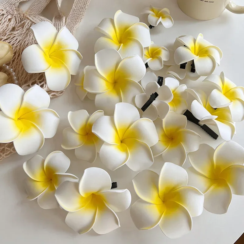 Plumeria Flower Hair Clips For Women Girls Hairpins Egg Flower Barrettes Hawaiian Wedding Party Bag Hat Hair Accessories