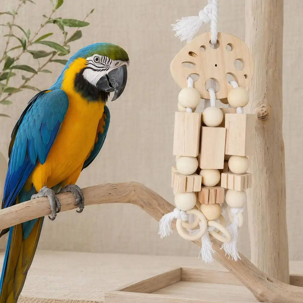 

Wooden Parrot Boredom Relief Toy Safe Beak Grinding Toy, Cage Accessory for Macaws African Greys Large Medium Parrots