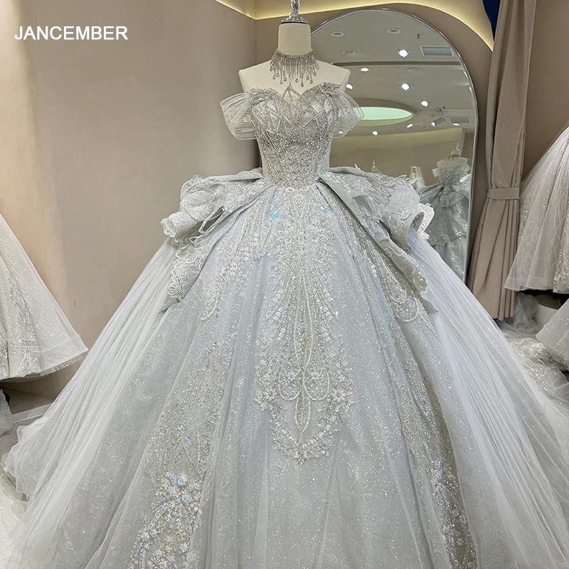 

2025 Sweetheart Organza Bridal Ball Gown Customized Short Sleeve Wedding Dress Pearl Princess Lace Bridal Dress vestido de