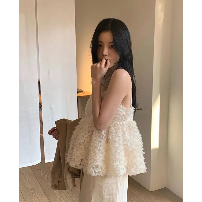 

e Sweet Dongdaemun 25, весенний жилет с 3D цветочным ремнем и эластичной резинкой на талии, женский однотонный жилет Sweet Sle