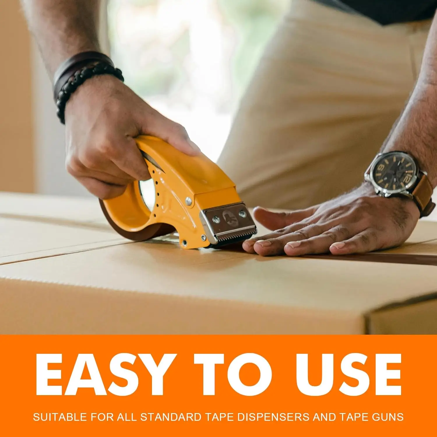 شريط تعبئة بني منخفض الضوضاء، شريط طرود قوي التحمل، تغليف لوجستي BOPP، غراء مكتب (5 سم × 66 م/100 م)