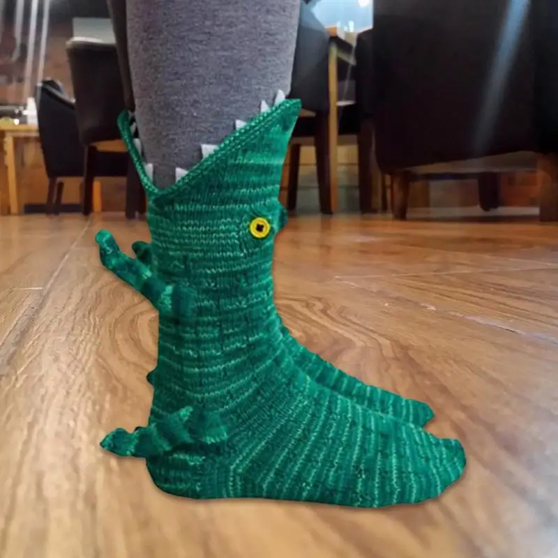 Creative Chameleon Crocodile Knitted Socks Funny Shark Carp Knitting Stockings Novelty Wide Mouth 3D Animal Socks Holiday Gift