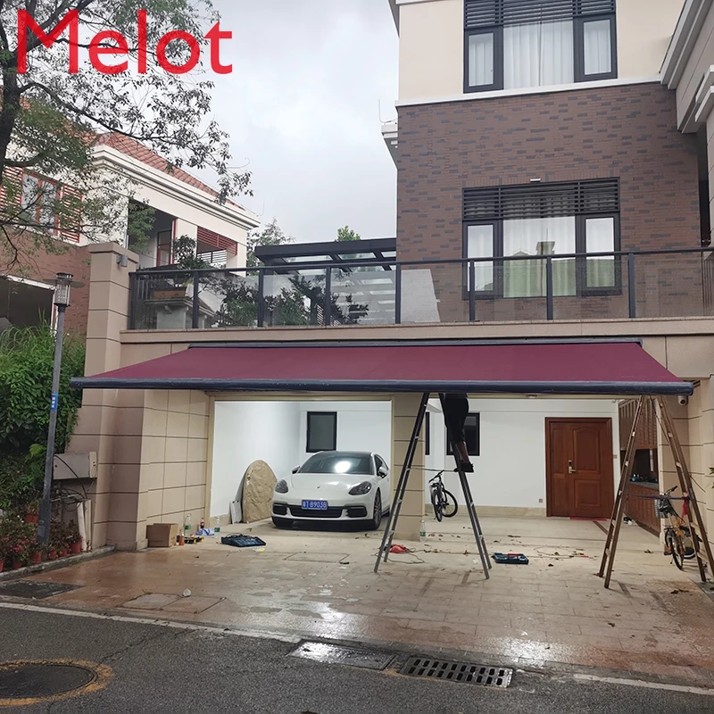 Retractable Sunshade Canopy Outdoor Electric Remote Control High-End Luxury Villa Balcony Anti-Awning Chain Tent