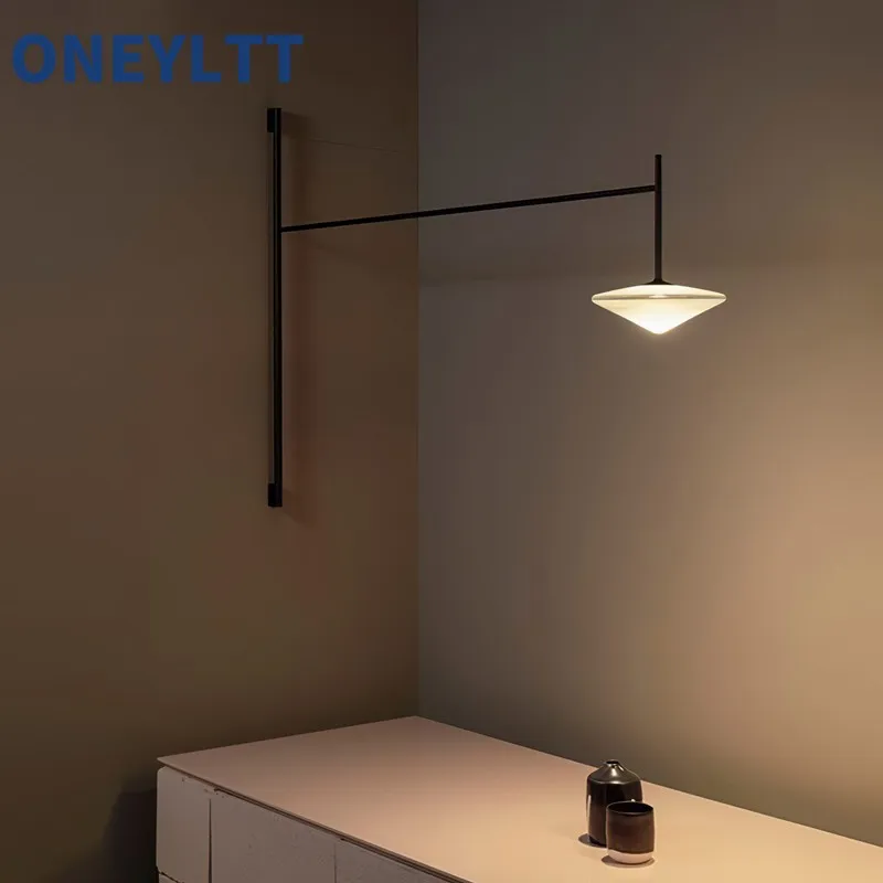 

Nordic living room bedroom headboard modern minimalist background wall hallway diningroom long arm pole line geometric wall lamp