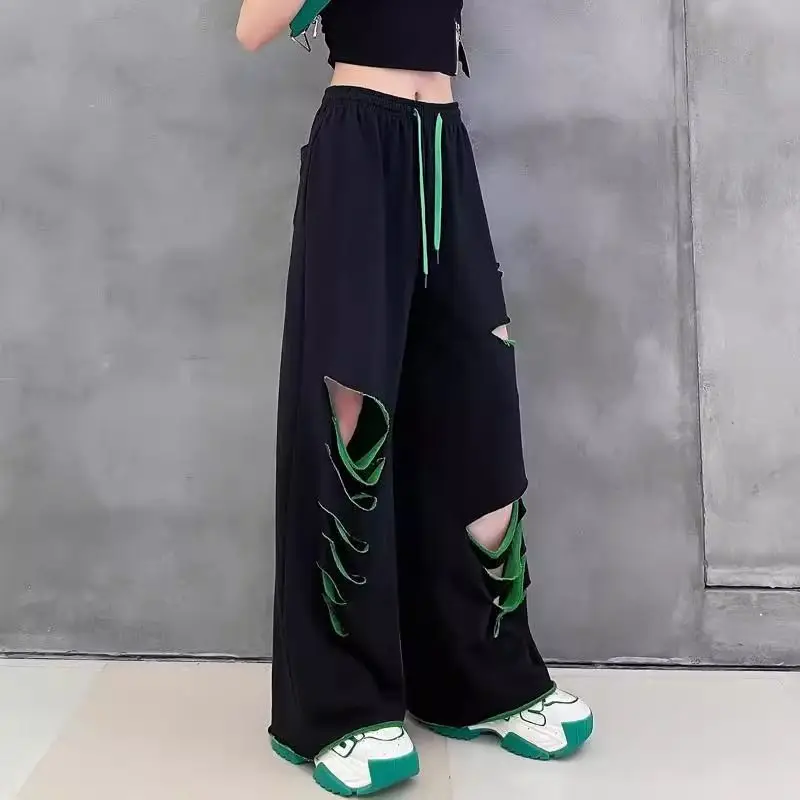 Woman Wide Leg Trousers 90s High Quality New In Casual Comfortable Stretch Korean Fashion Trends 2025 G Ripped Pants For Women