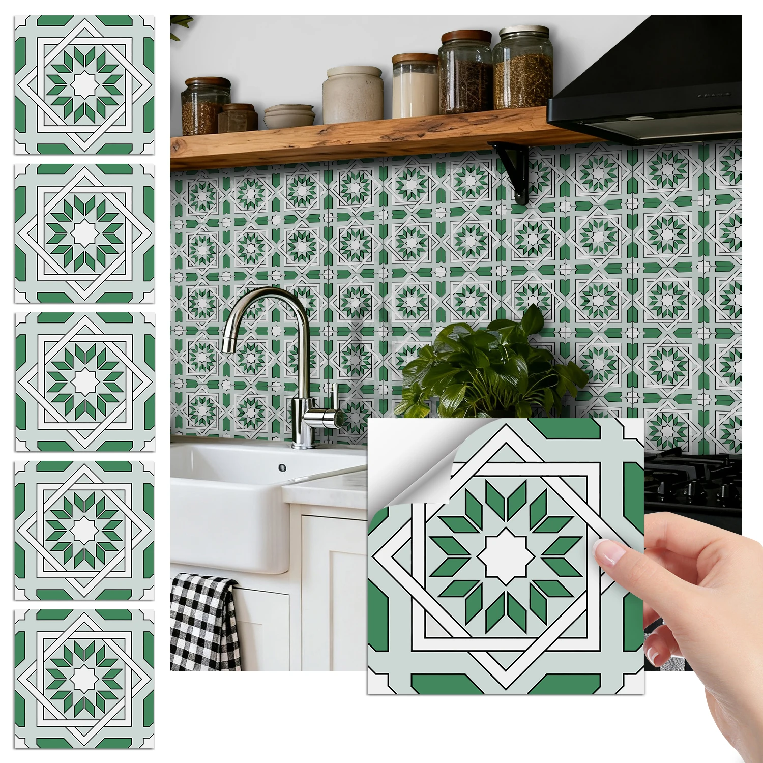

36Pcs Vintage Floral Tile Stickers, Self-Adhesive Peel and Stick Wall Decals, Waterproof for Kitchen Bathroom Home Decor