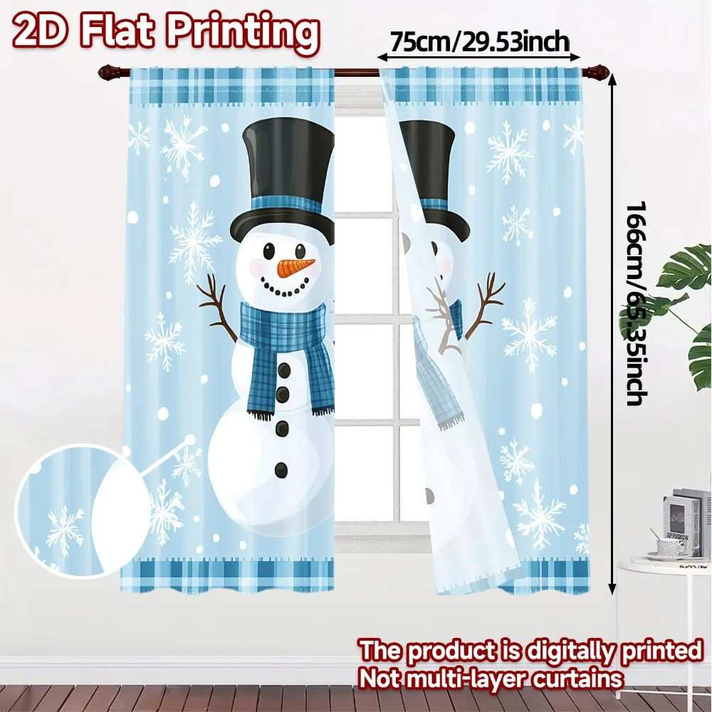 2pcs,Curtains Cute Snowman Duo Winter Snow (2) Modern Curtains Versatile Polyester Curtains Versatile All Ldeal for Bedroom,