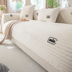 Winter Rabbit Fur Plush Sofa Cushion, Thickened Non-Slip Seat Pad, Anti-Cat Scratch Sofa Cover for Cross-Border