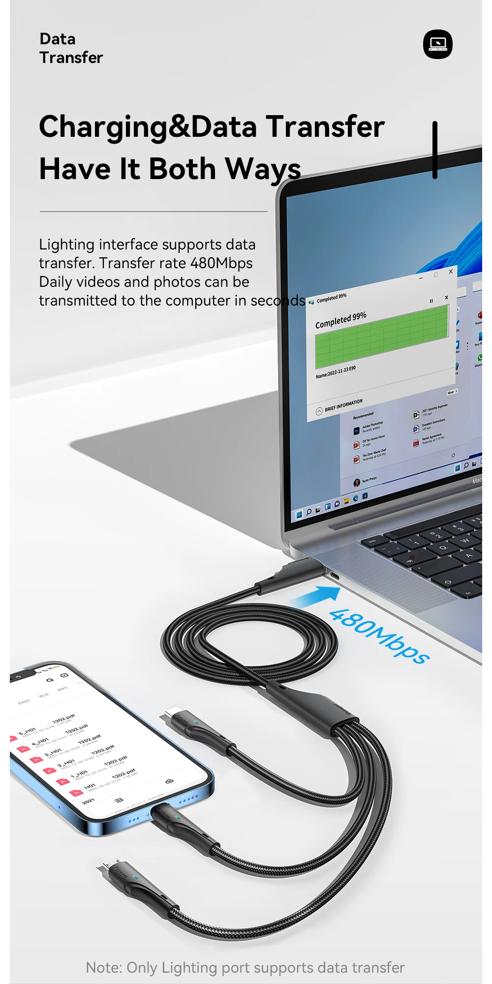 Essager 3 in 1 USB Type C Cable Micro USB Wire Charger For iPhone 14 13 12 X Pro Max Samsung Xiaomi PCPO Mobile Phone Data Cord