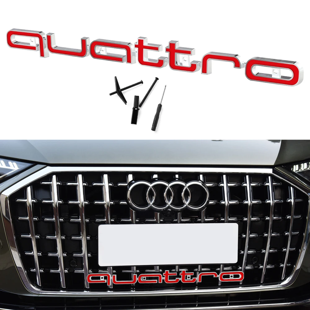 3D-эмблема ABS Quattro для передней решетки автомобиля, значок-логотип для Audi S-Line A5 C6 C5 A7 Q3 TT S3 B5 A3 8P 8V B6 8L Q2 S4, автоаксессуары