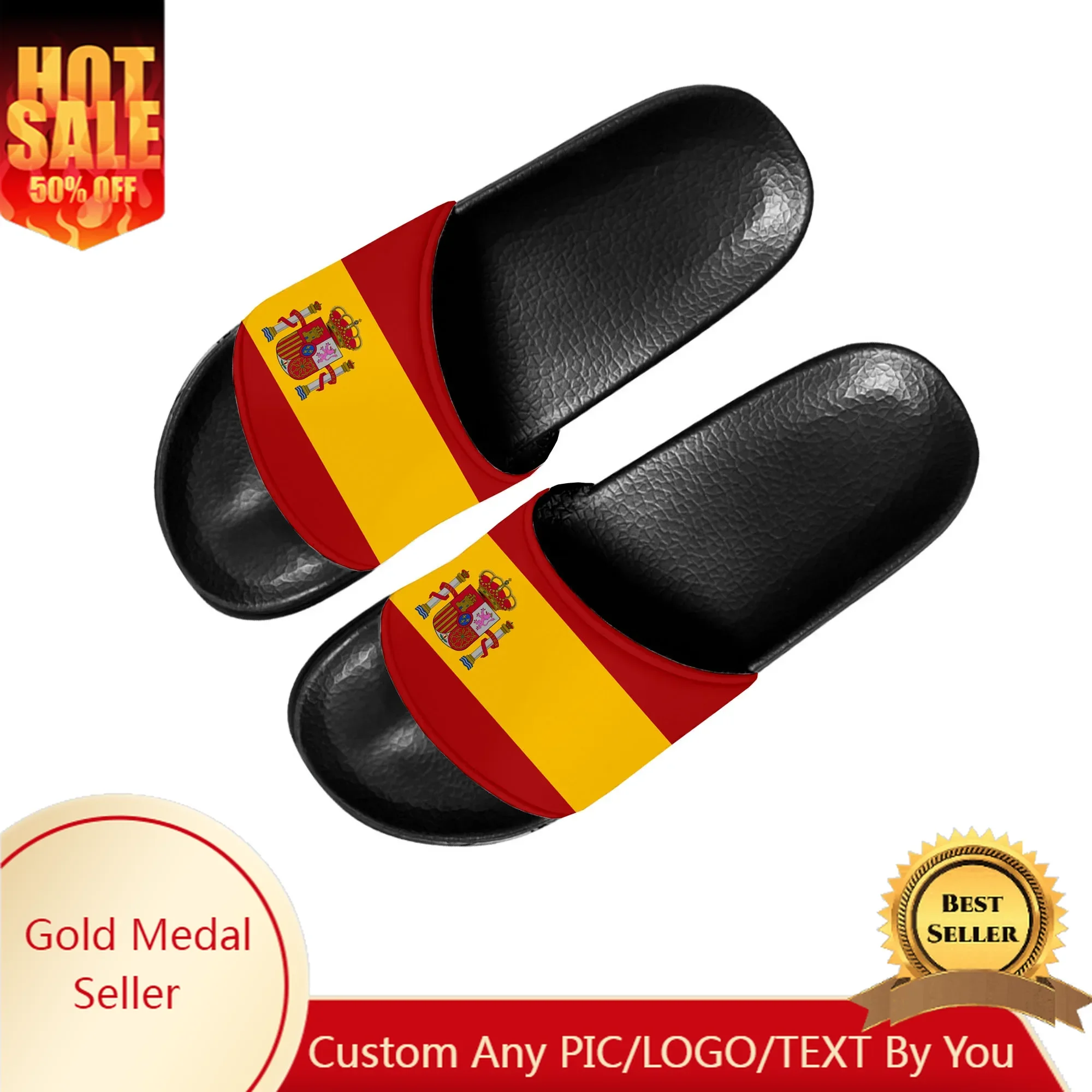 Spanish Flag Slippers Home Water Shoes Men Women Teenagers Spain Bathroom Beach Pool Sandals Custom Made Summer Slipper