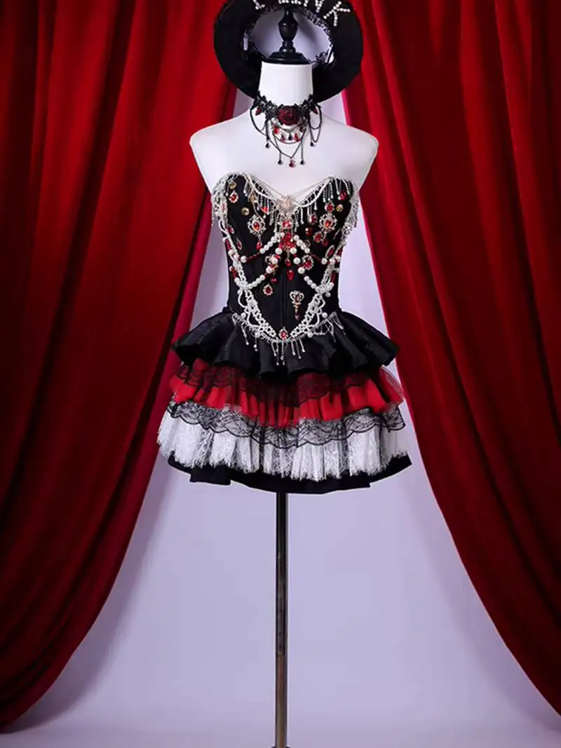 

Gothic Lolita Dress Women Y2K Punk Harajuku Cosplay Costume Stage Performance Outfit Halloween Party Dress