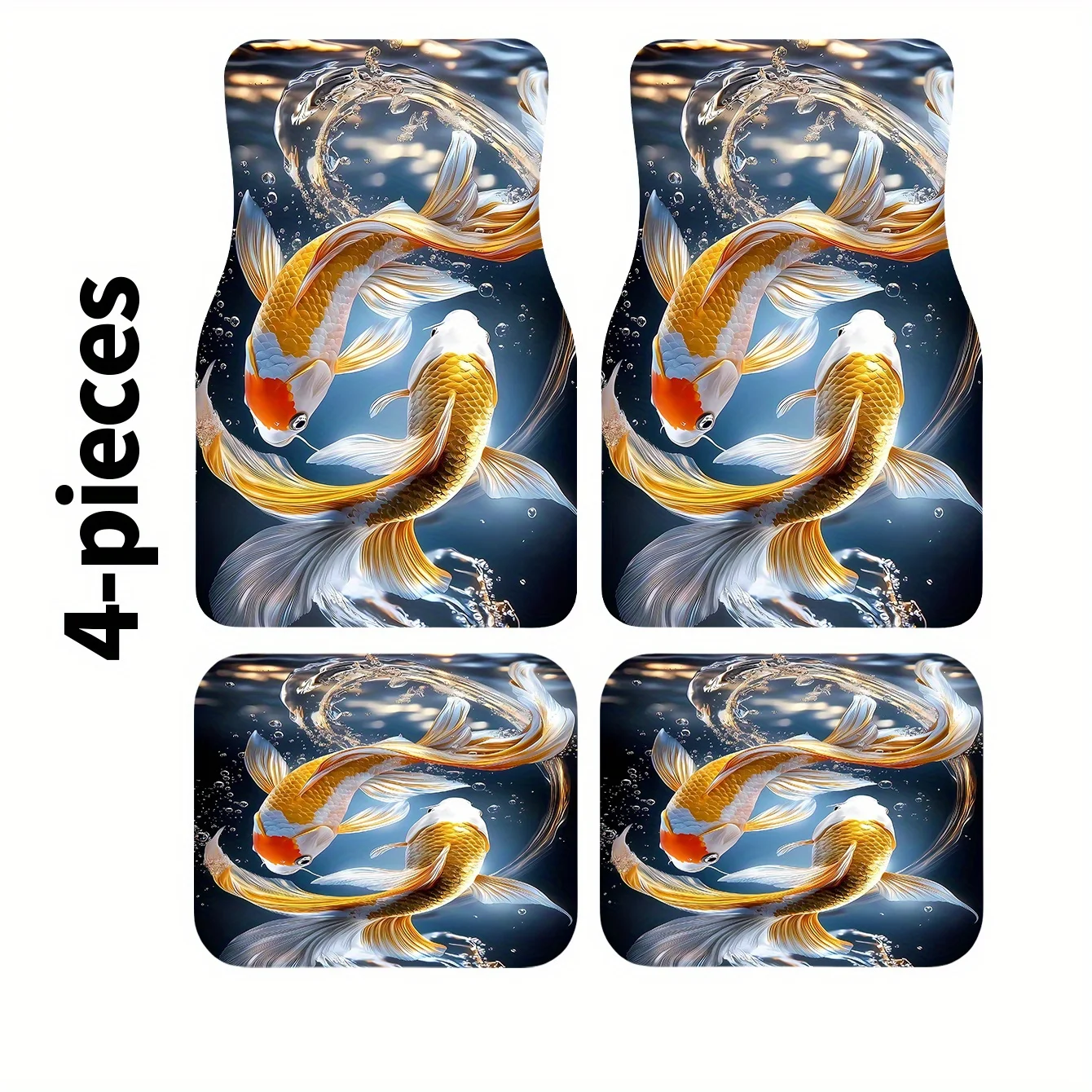 These Car Floor Mats Feature A Koi Print Under The Water, Suitable For Various Car Models. They Are Stylish, Easy, Easy To Insta