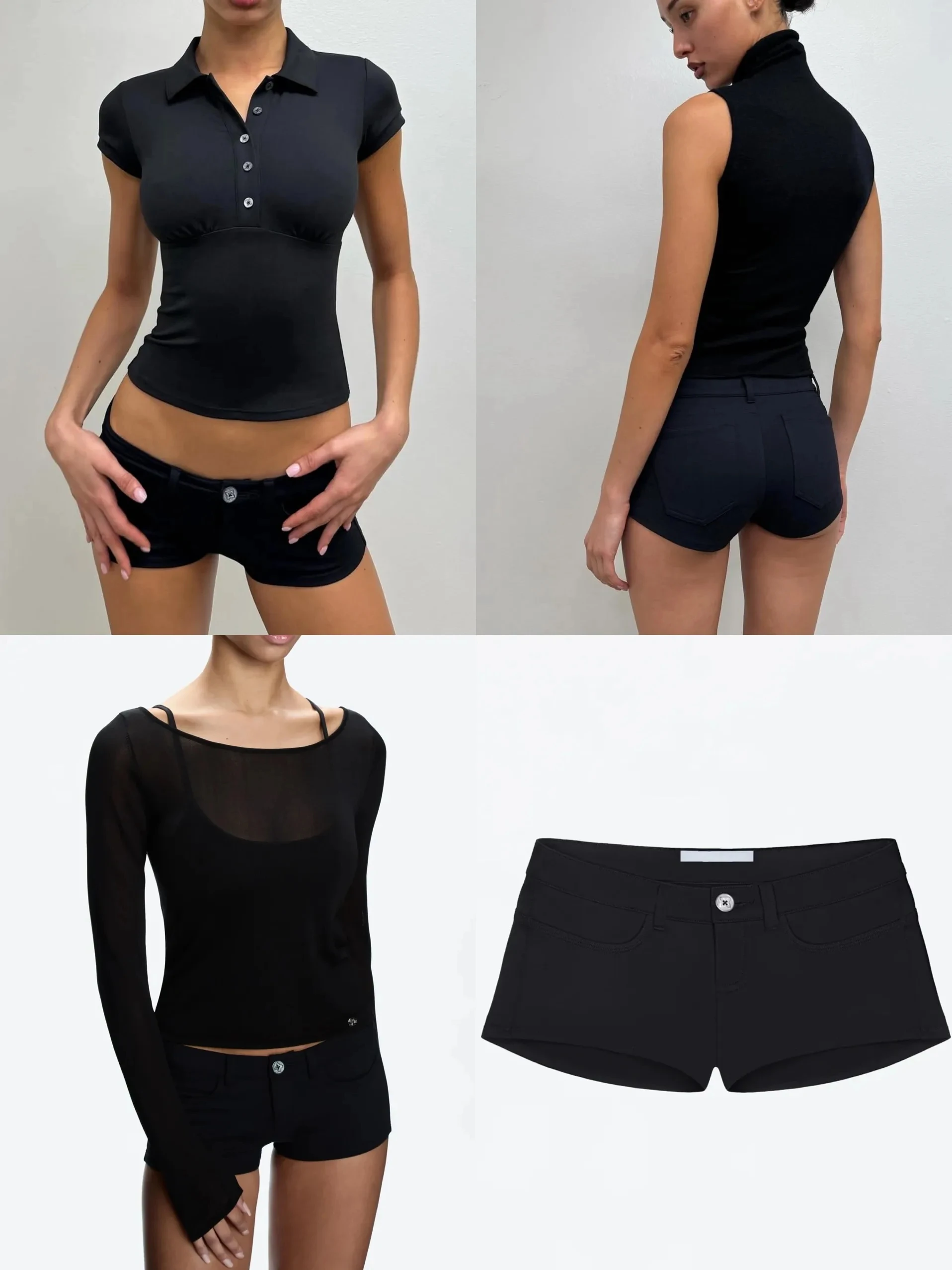 

Tank Summer Women's Black Ultra-Short Shorts, Low-Waist Tight-Fitting Hot Pants, Suitable for All Kinds of Basic Styles with Cam