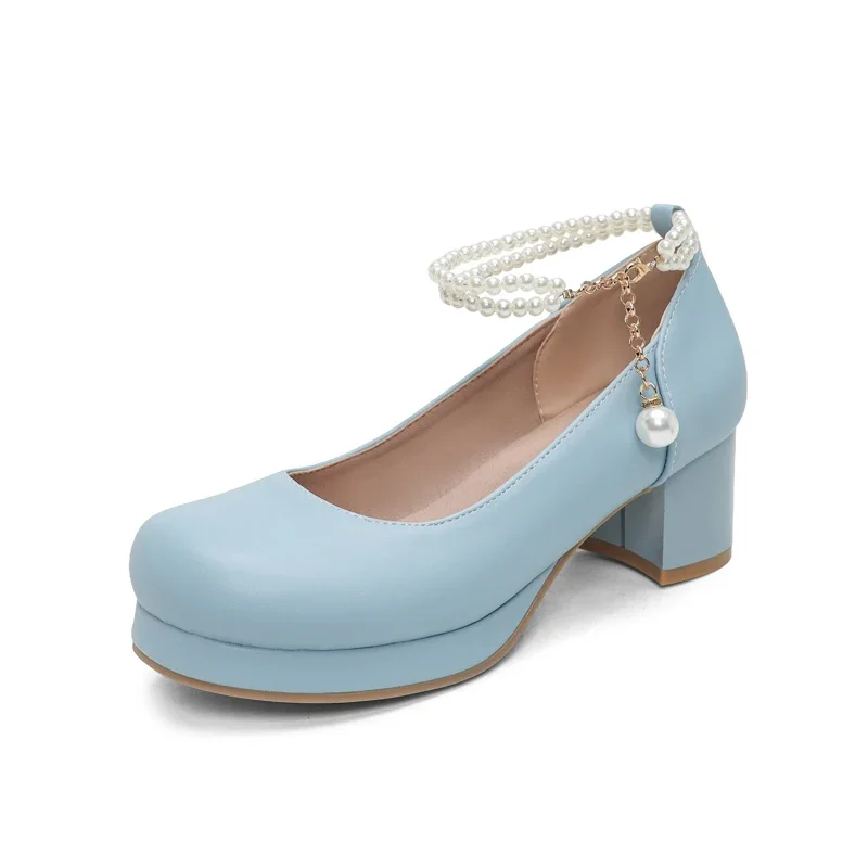 

2025 повседневные модные туфли-лодочки в стиле Лолиты, женская обувь на массивном блочном каблуке, элегантная вечерняя танцевальная одежда, большие размеры 31-48