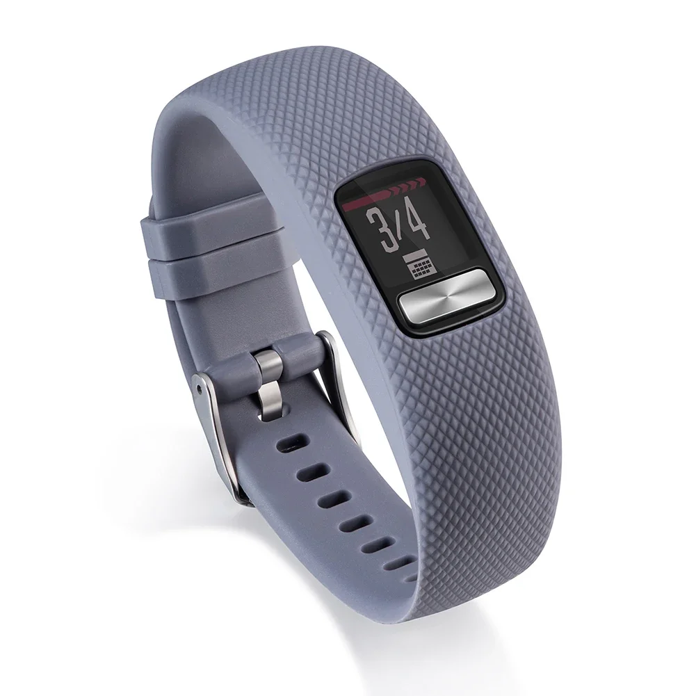 Silicone Watch Strap Replacement Textured Smart Watch Bracelet Soft Comfortable for VivoFit 4 Stainless Steel Buckle Men Women