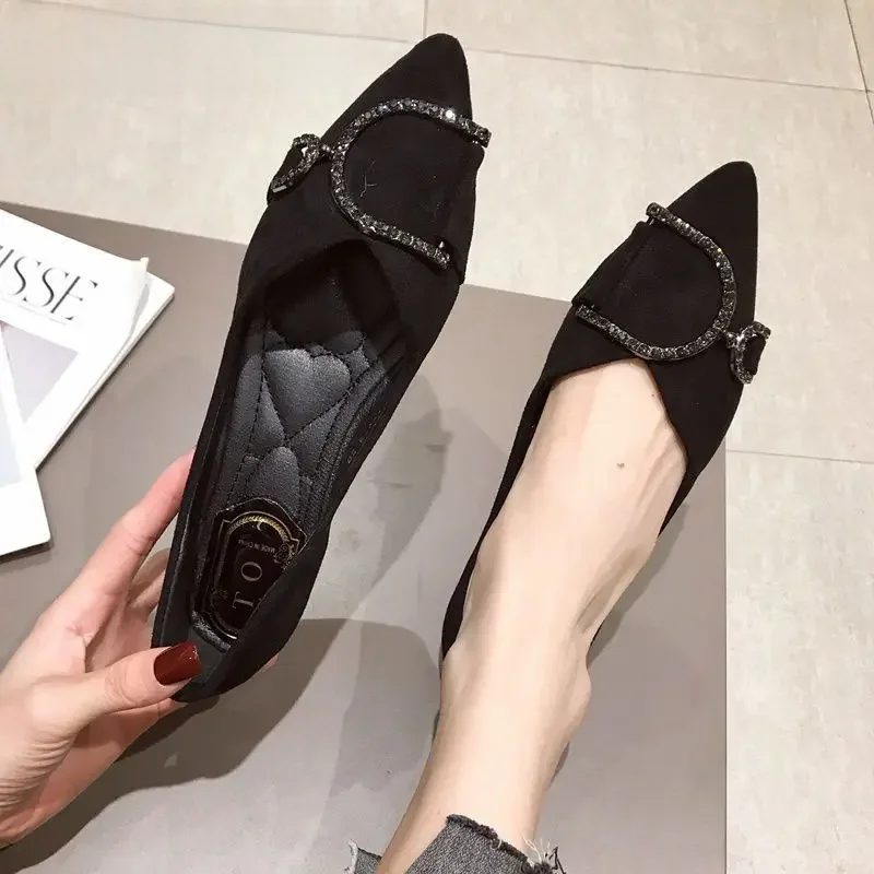 Pointed Flat Shoes Women's Small Size 2023 Autumn New Style Korean Work Shoes Women's Black Versatile Single Women