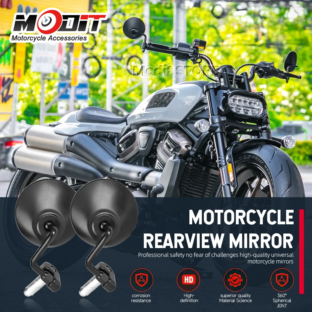 For Harley Sportster S RH1250s Nightster RH975 Motorcycle Bar End Handlebar Mirrors Circular Mirror Moto Accessories