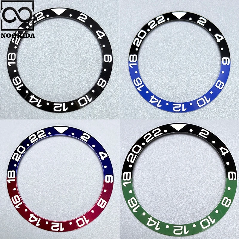 NOOKIDA 38-30.5mm Blue/Green Luminous Curved Ceramics Bezel Insert Fit 40mm Watch Case NH35 NH36 Movement Bezel