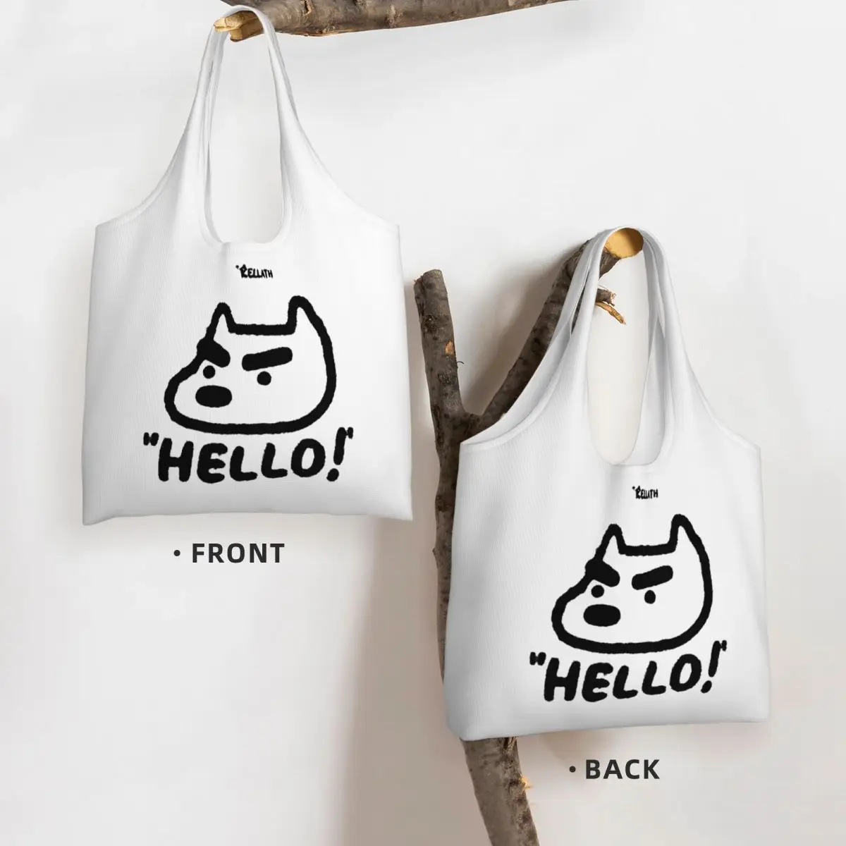 Hello From The Dog Large Capacity Canvas Tote Bag Single Shoulder Work Commute Bag For Women Eco-Friendly Shopping Bag